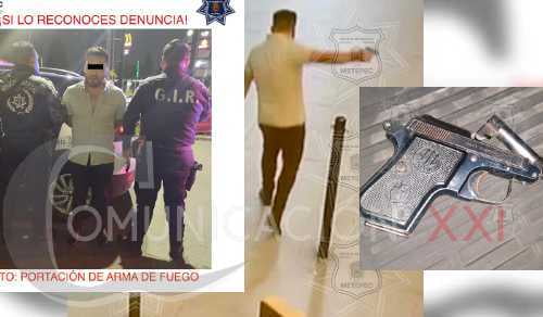 Sujeto detenido por disparar en centro comercial del Metepec